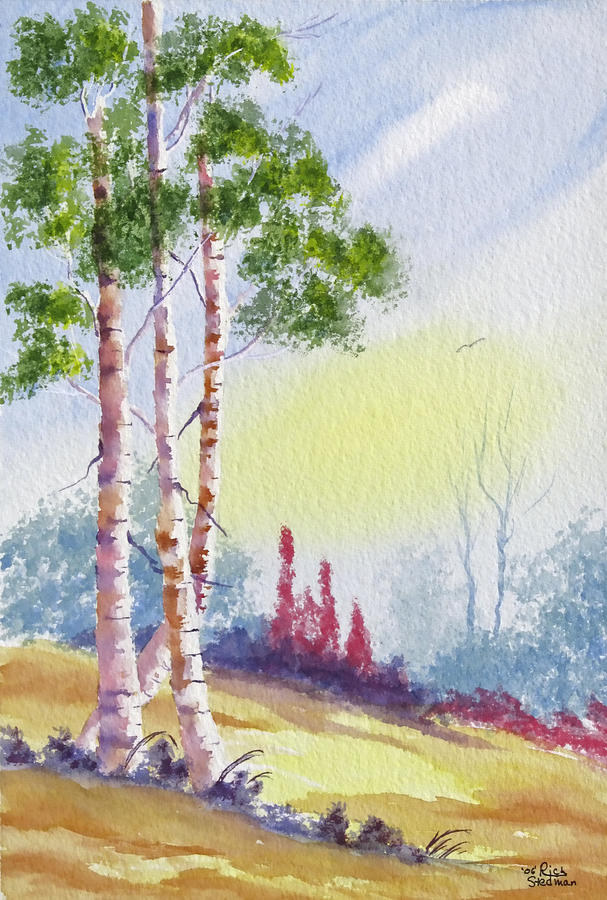 A Trio of Birch Painting by Richard Stedman