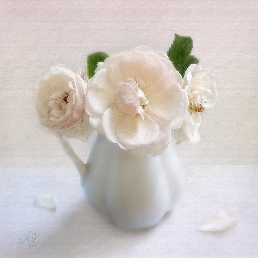 Rose Photograph - A Trio of Pale Pink Vintage Roses by Louise Kumpf