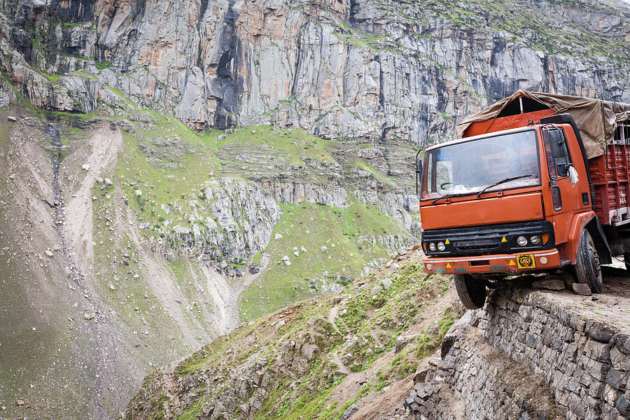 Nature Photograph - A Truck Is Hanging Precariously by Andrew Peacock