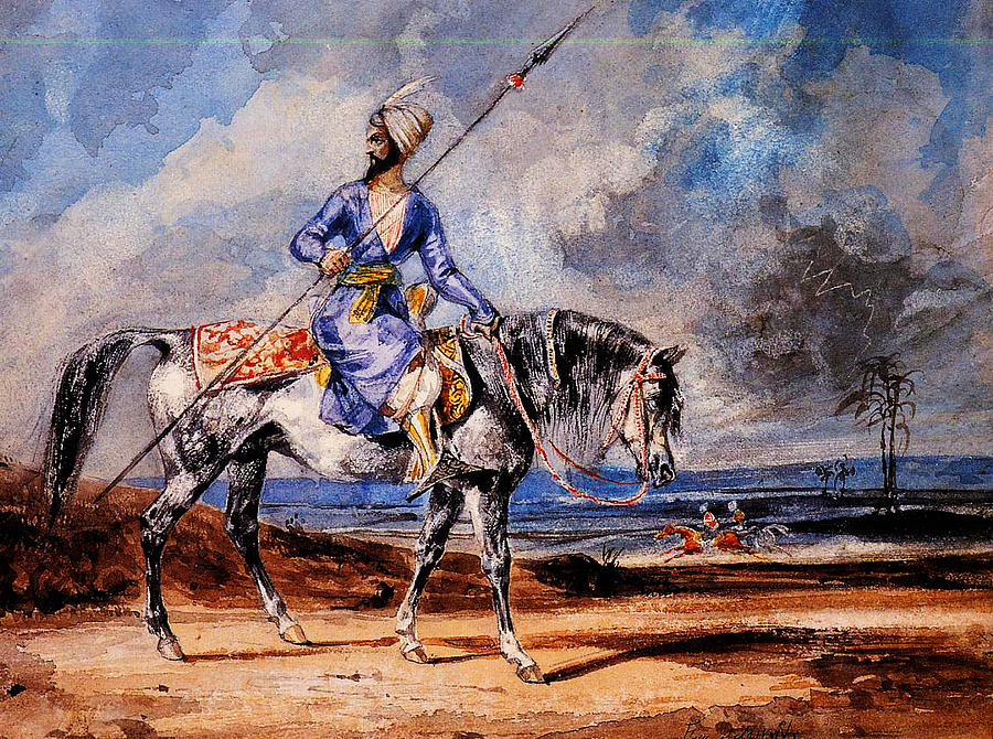 A turkish man on a grey horse Painting by MotionAge Designs