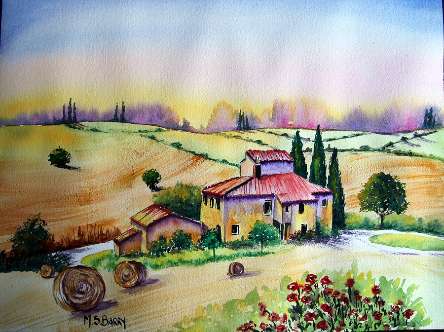 A Tuscann Farmhouse Painting by Maria Barry