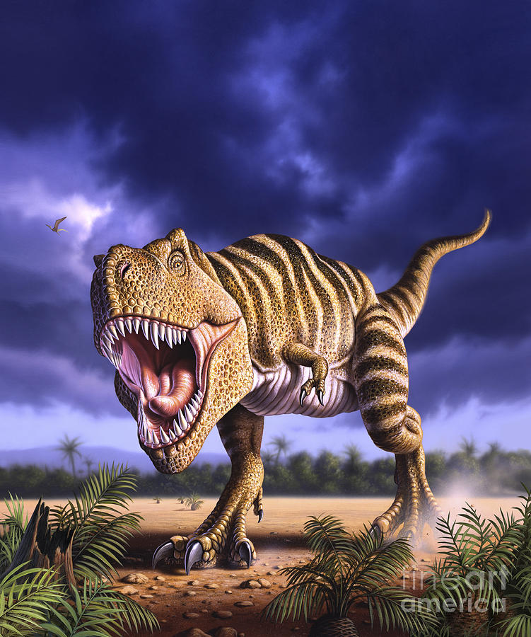 A Tyrannosaurus Rex Attacks, Lit Digital Art