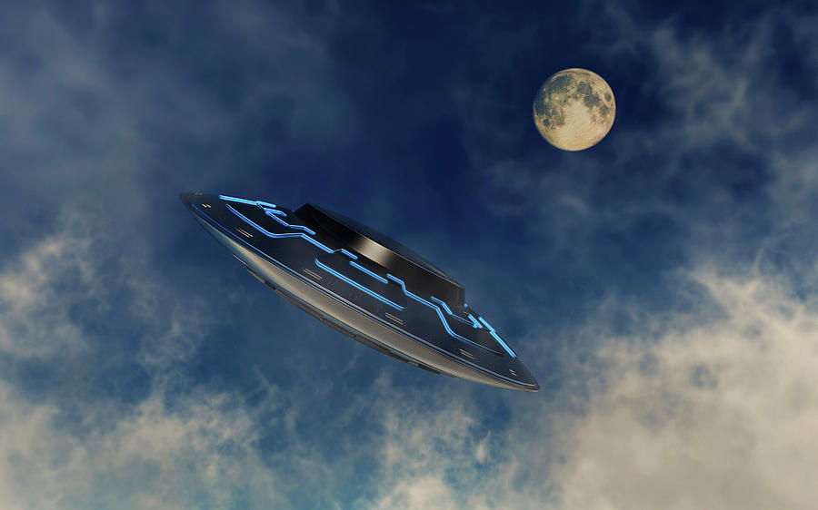 Science Fiction Photograph - A Ufo Flying Amongst The Clouds by Mark Stevenson