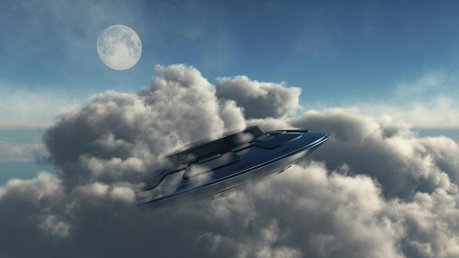 A Ufo Hiding In A Dense Cloud Formation Photograph