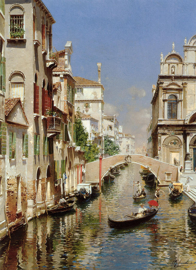 Boat Digital Art - A Venetian Canal  by Rubens Santoro