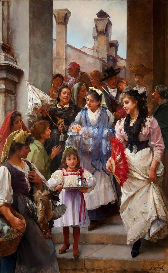 Religious Painting - A Venetian Christening Party, 1896 by Henry Woods