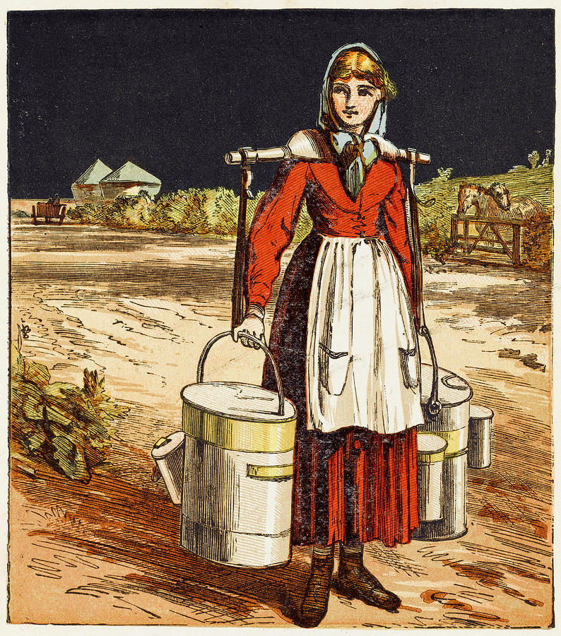 A Victorian Milkmaid Carrying Churns Drawing by Mary Evans Picture Library  - Fine Art America
