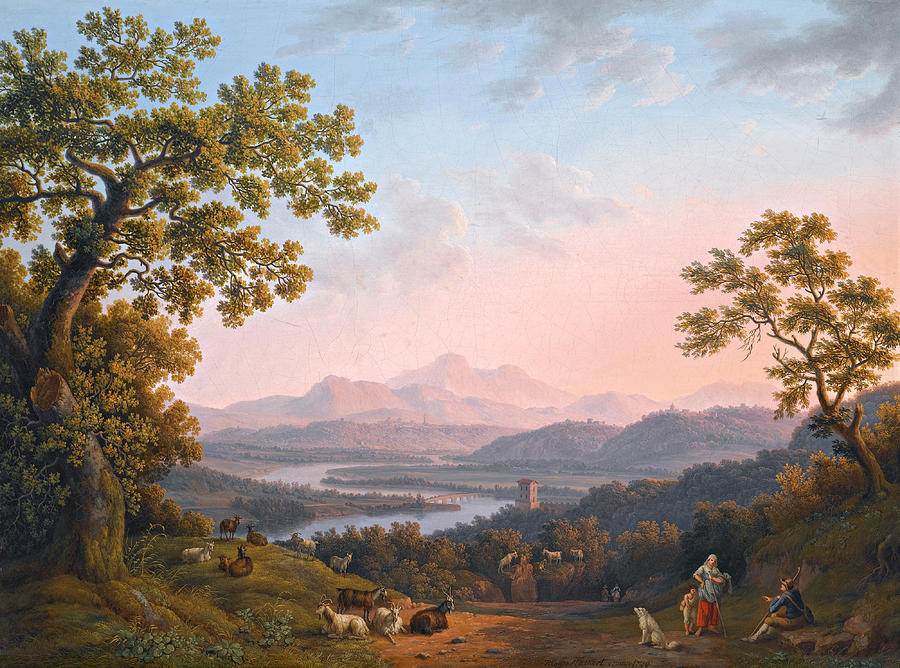 A View alogn the Valley of the River Tiber towards Poggio Mirteto Painting by Jacob Philipp Hackert
