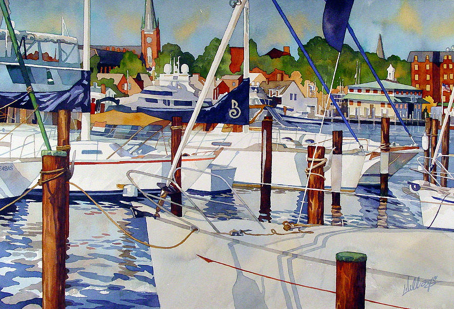 Boat Painting - A view from the pier by Mick Williams