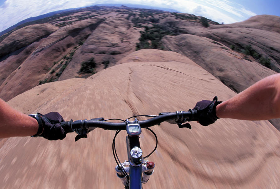 Spring Photograph - A View Of A Female Mountain Bikers by Corey Rich
