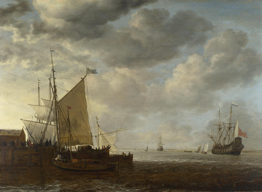 A View of an Estuary Painting by Simon de Vlieger