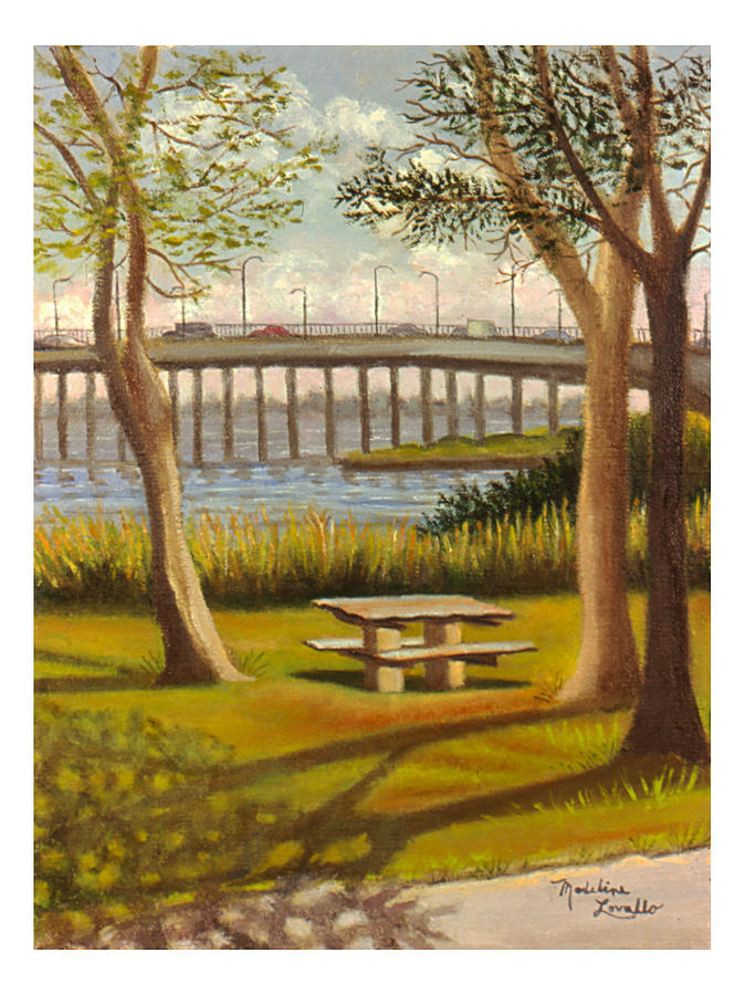 A View of Crossbay Bridge Painting by Madeline  Lovallo