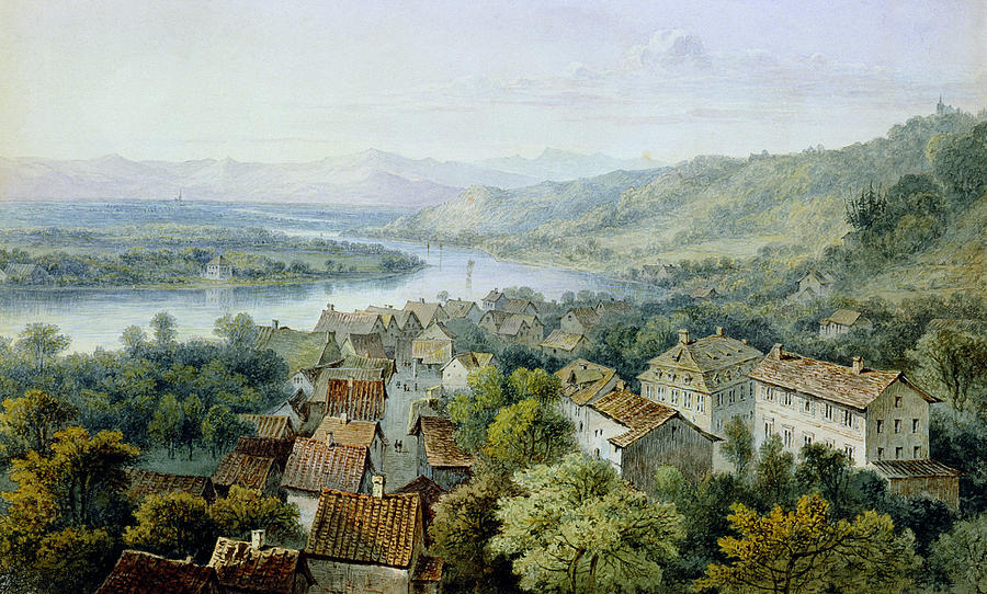 River Rhine Drawing - A View Of Karlsruhe by Thomas Sidney Cooper