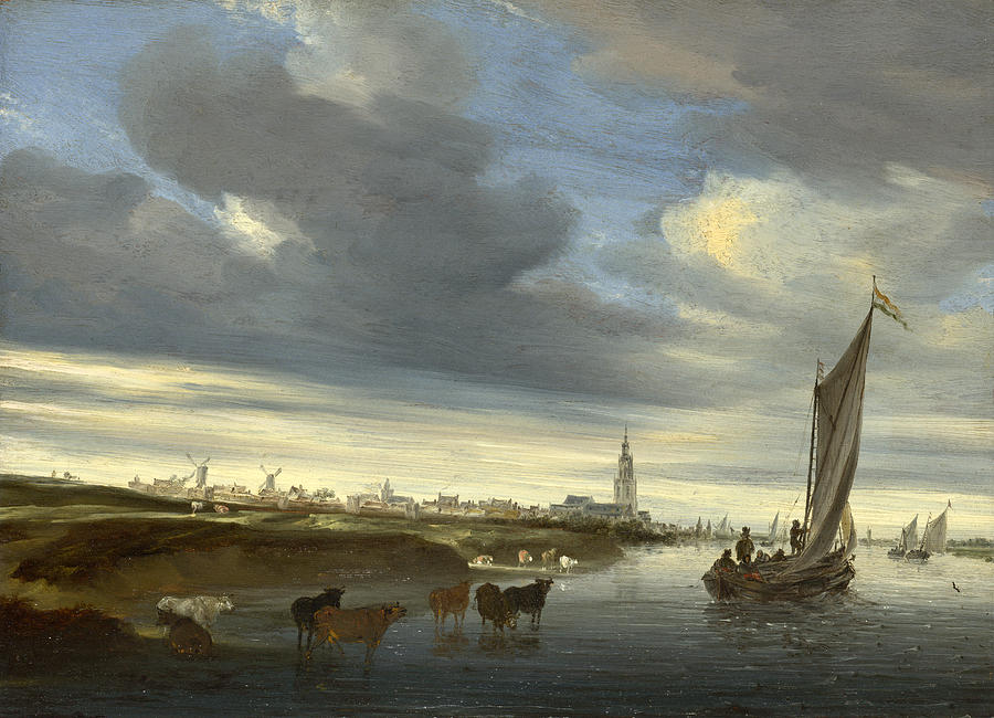 A View of Rhenen seen from the West Painting by Salomon van Ruysdael