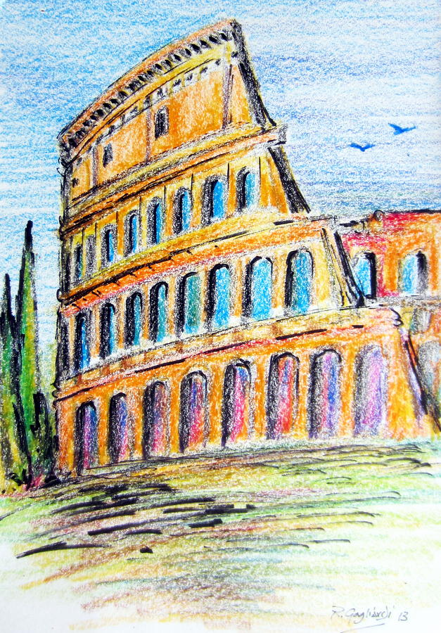 A view of the Colosseo in Rome Painting by Roberto Gagliardi