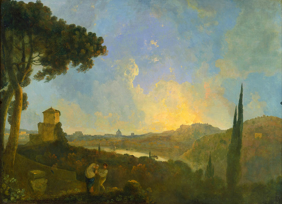 Richard Wilson Painting - A View of the Tiber with Rome in the Distance by Richard Wilson