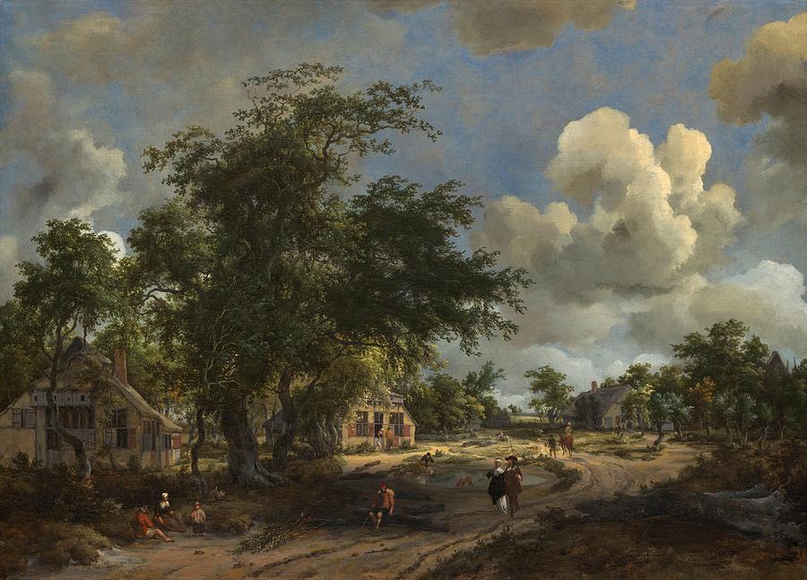 Landscape Painting - A View on a High Road by Meindert Hobbema