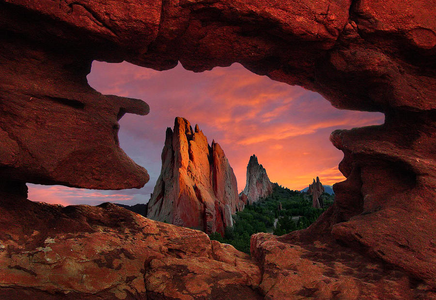 A View Through Window Rock at Siamese Twins Photograph by John Hoffman