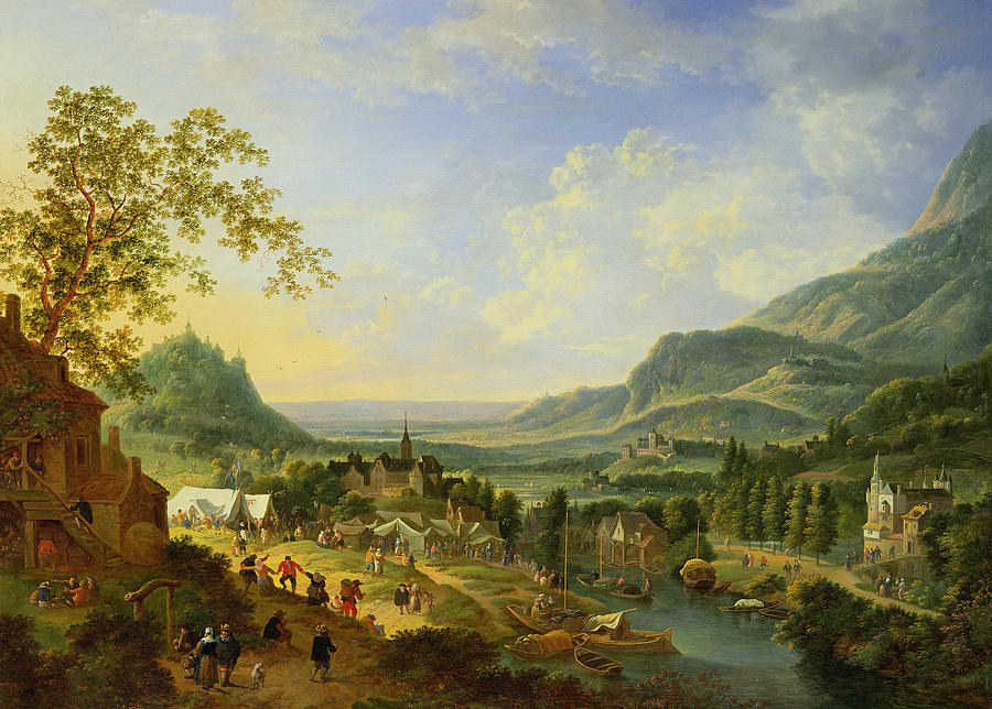 Boat Photograph - A Village Fete In The Rhine Valley Oil by Jan the Elder Griffier