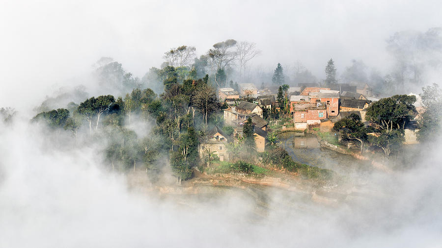 A Village In The Fog Photograph by William Yu Photography