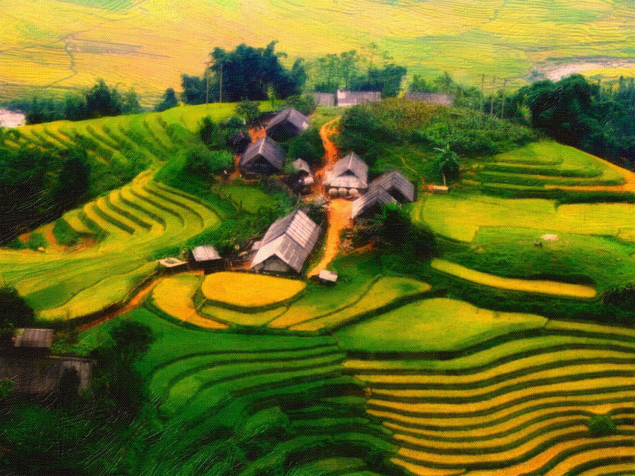 A Village In Vietnam Painting by MotionAge Designs