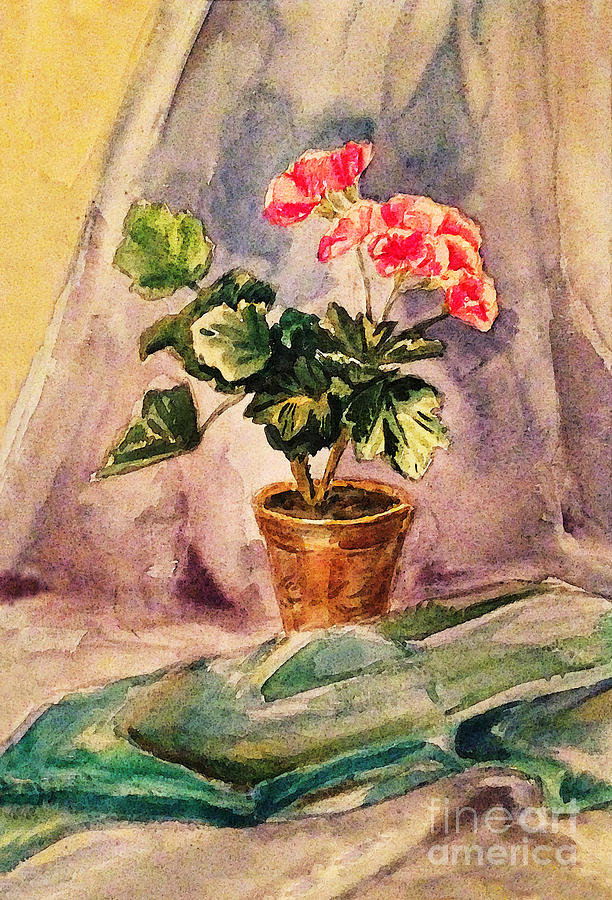 A Vintage Geranium Pot Painting by Irina Sztukowski
