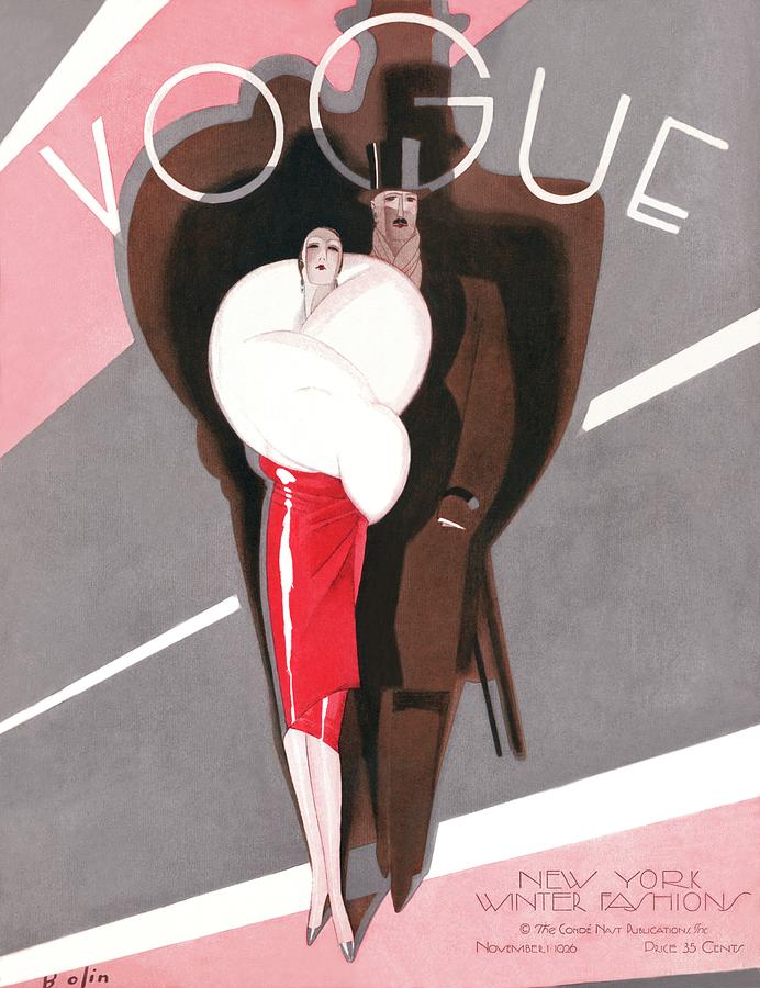 A Vintage Vogue Magazine Cover Of A Couple Photograph by William Bolin
