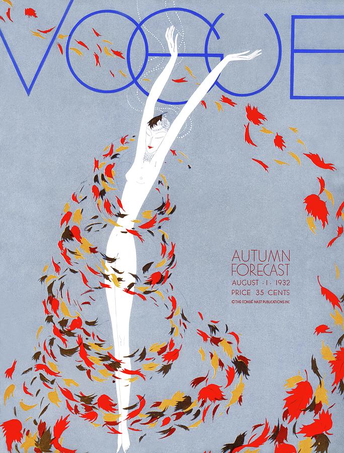 A Vintage Vogue Magazine Cover Of A Naked Woman Photograph by William Bolin