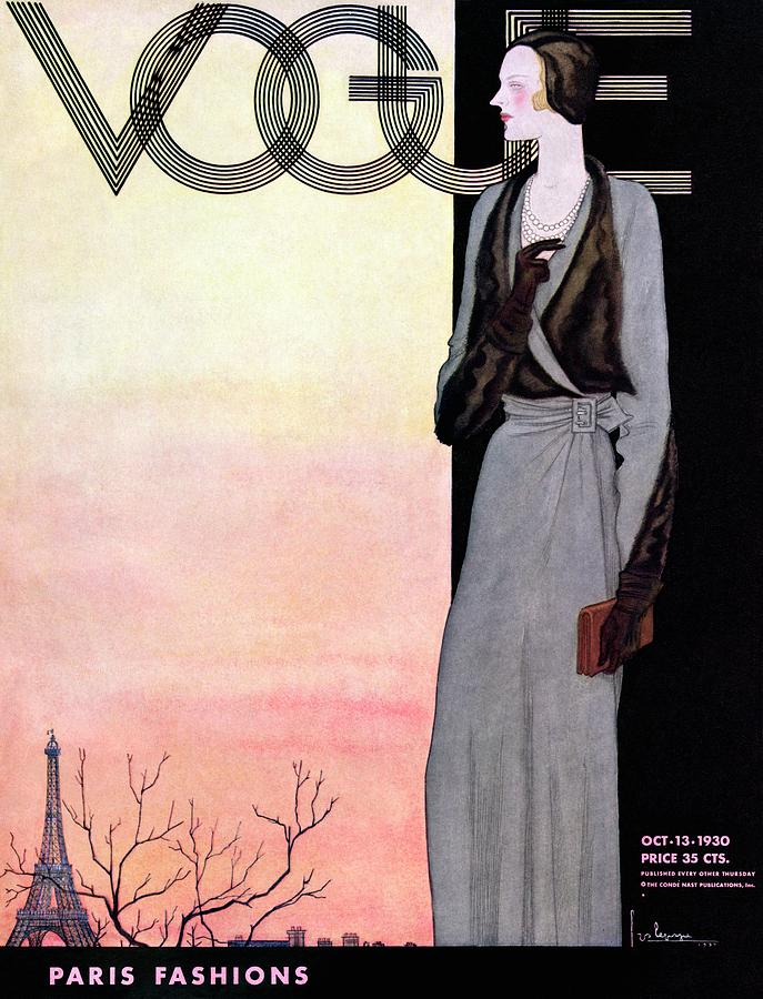 A Vintage Vogue Magazine Cover Of A Wealthy Woman Photograph by Georges Lepape