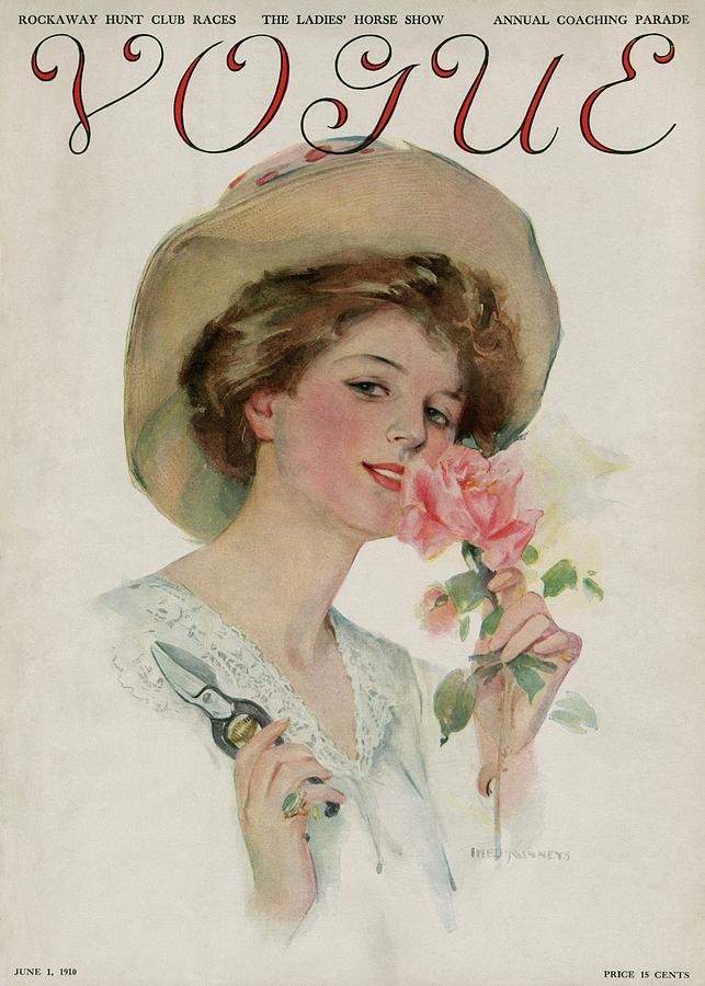 Vintage Vogue Cover Of A Woman Gardening Photograph by The Kinneys