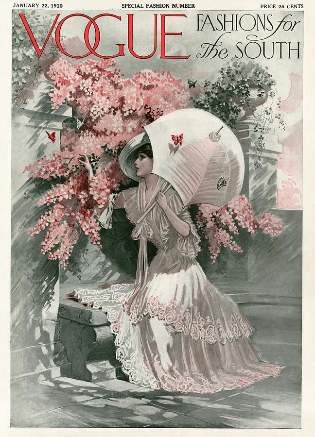 A Vintage VogueCover Of A Young Woman in Garden Photograph by Mortimer