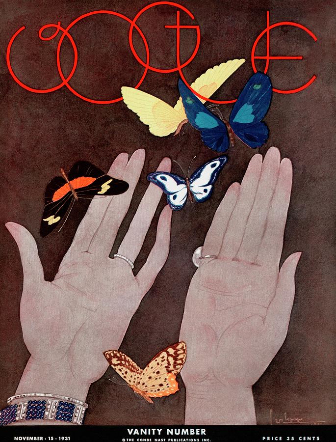 A Vintage Vogue Magazine Cover Of Butterflies Photograph by Georges Lepape