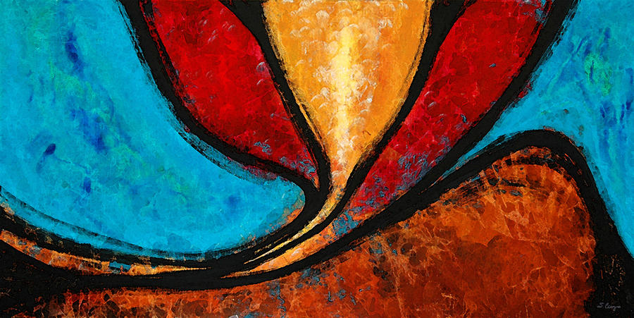 A Visit With Ama - Vibrant Abstract Flower Art by Sharon Cummings Painting by Sharon Cummings