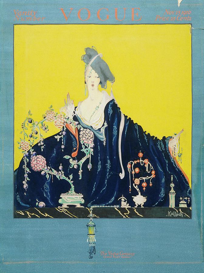 Flower Digital Art - A Vogue Cover Of A Woman At A Dressing Table by Robert Kalloch