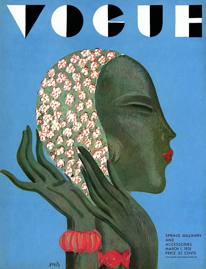 A Vogue Cover Of A Woman Putting On A Hat Photograph by Eduardo Garcia Benito