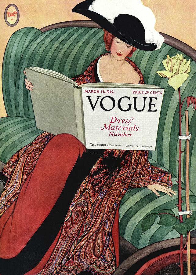 A Vogue Cover Of A Woman Reading A Vogue Book Photograph by George Wolfe Plank