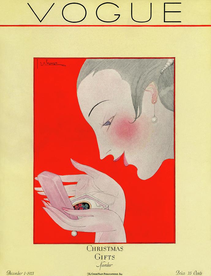 A Vogue Cover Of A Woman With A Brooch Photograph by Georges Lepape