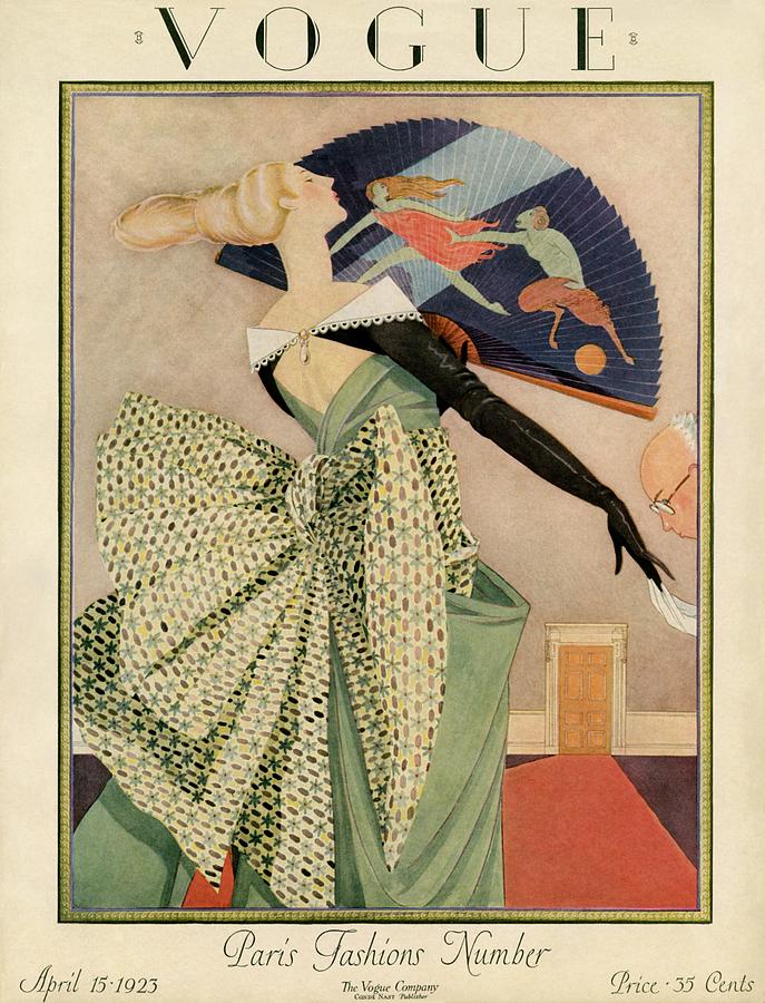 A Vogue Cover Of A Woman With A Fan Photograph by George Wolfe Plank