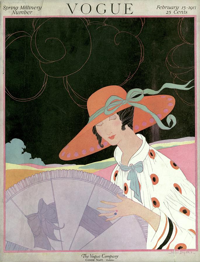 A Vogue Cover Of A Woman With A Parasol Photograph by Helen Dryden