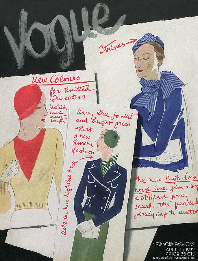 A Vogue Cover Of Fashion Sketches Photograph by William Bolin