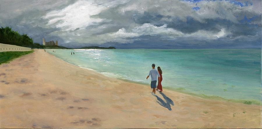 A Walk at Tumon Bay Guam Painting by Deborah Butts