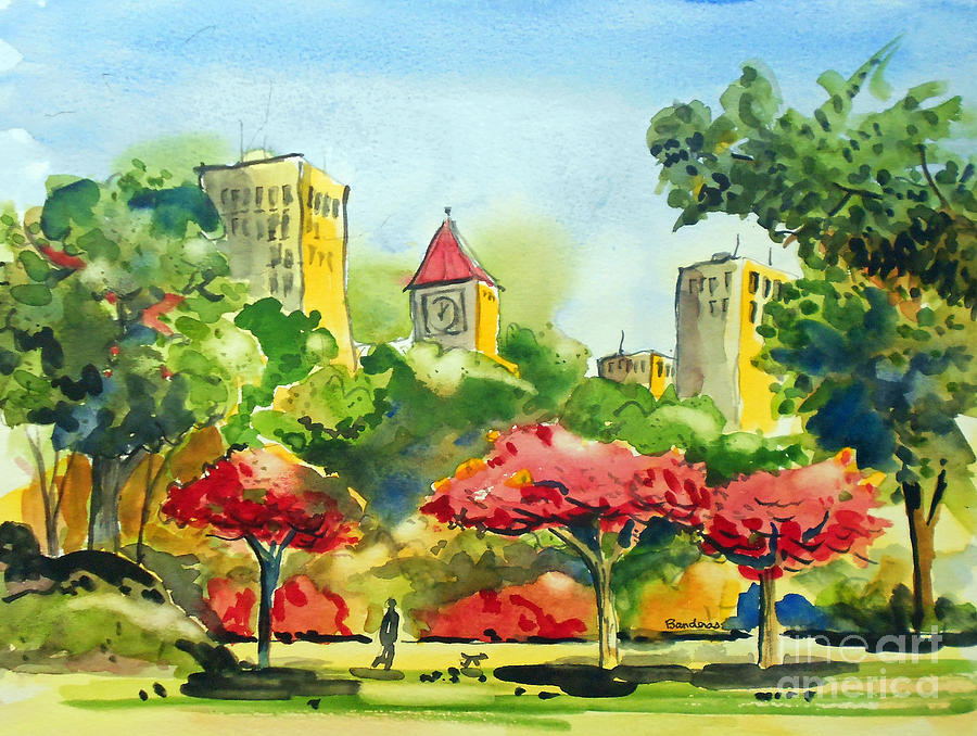 A Walk In City Park Painting by Terry Banderas