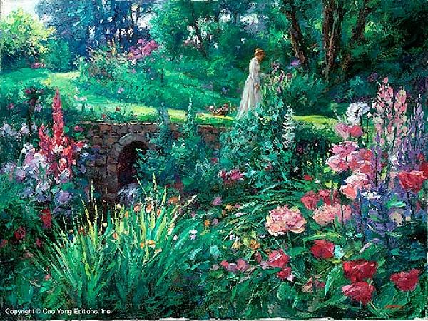 A Walk In Garden Painting by Cao Yong