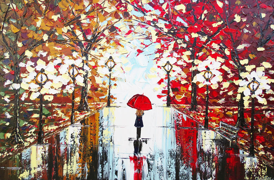 A Walk In The Rain Painting By Christine Bell