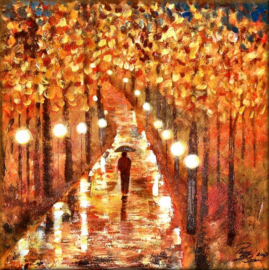 A Walk In The Rain Painting by Peggy Garr