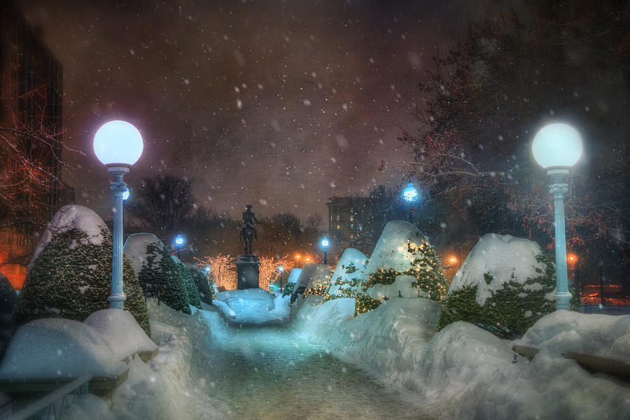 A Walk in the Snow - Boston Public Garden Photograph by Joann Vitali