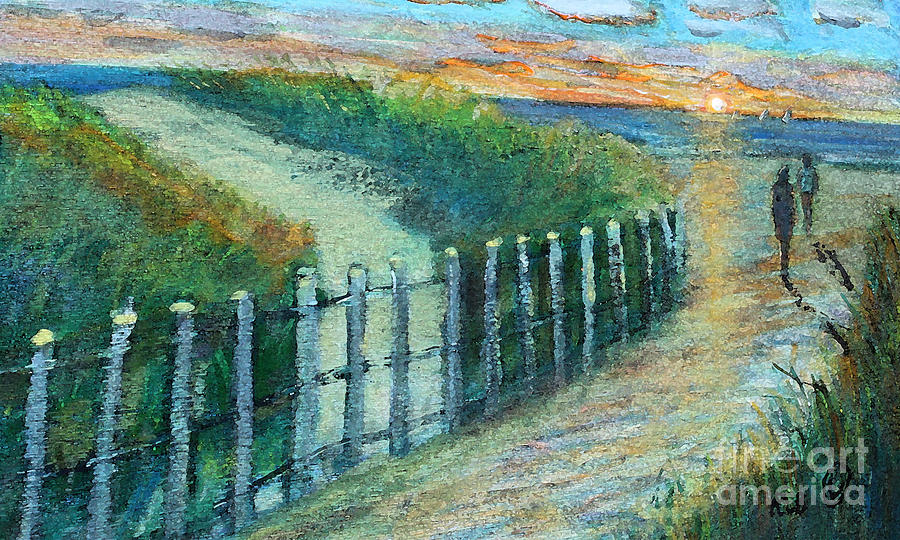 A Walk in the Sunset Painting by Rita Brown