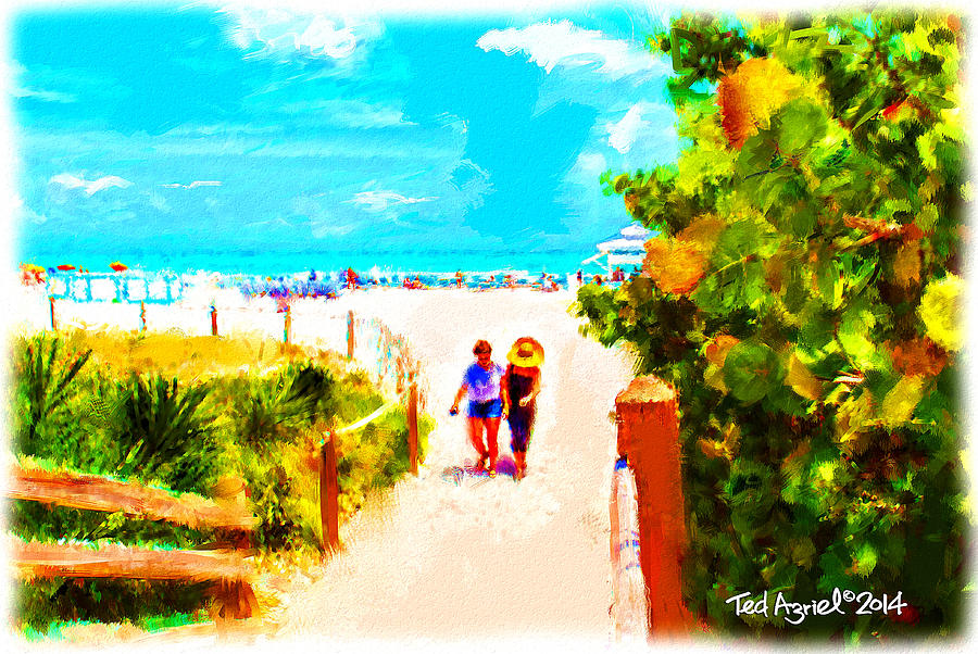 A Walk On The Beach Painting by Ted Azriel