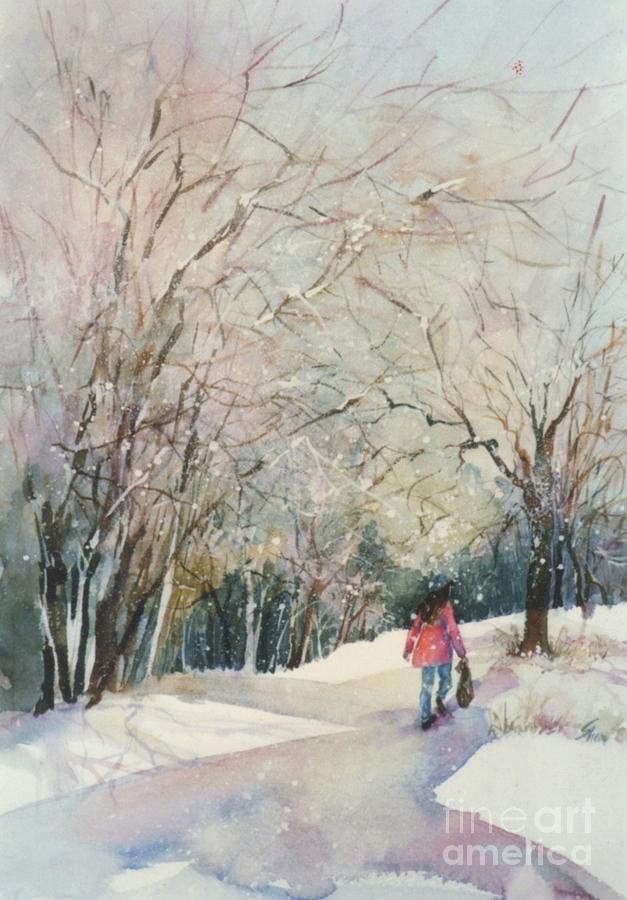 Winter Painting - A Walk through the Woods by Sherri Crabtree