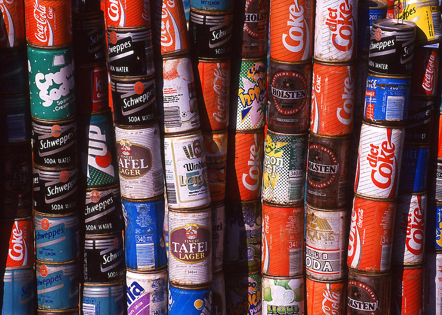 Beer Photograph - A Wall of Coloured Cans by Anthony Dalton